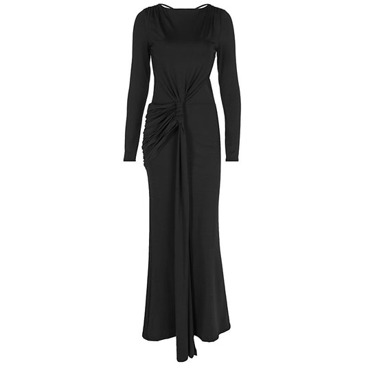 Elegant hollowed out slim fit dress with long sleeves