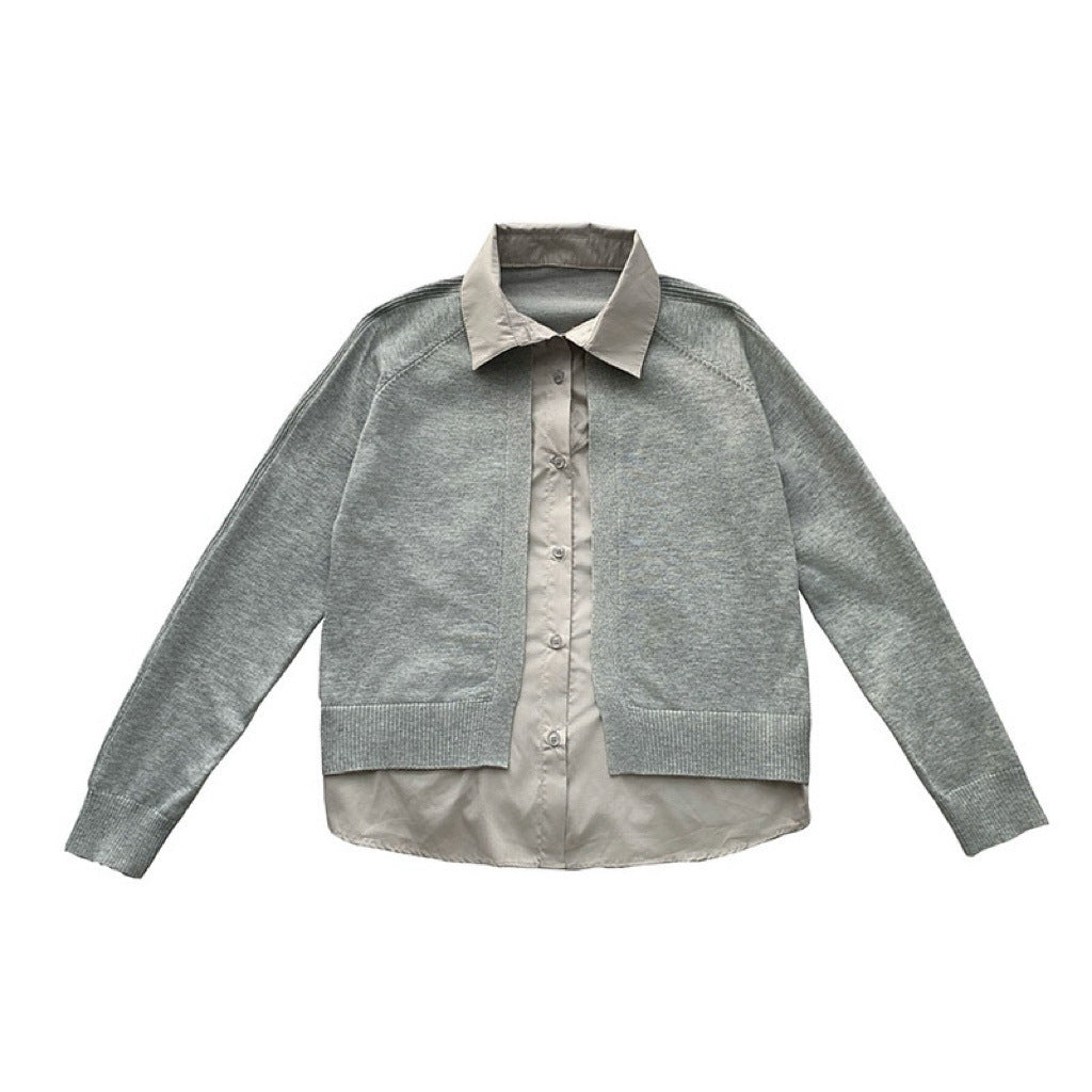 Fashionable Knit Sweater with Patchwork Cardigan Top for Women Plus Size Versatile Design Casual Style