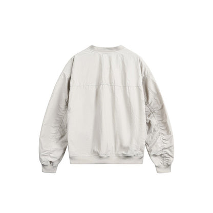 Embroidered Zipper Pocket Loose Casual Flight Jacket