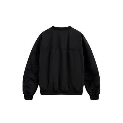 Embroidered Zipper Pocket Loose Casual Flight Jacket