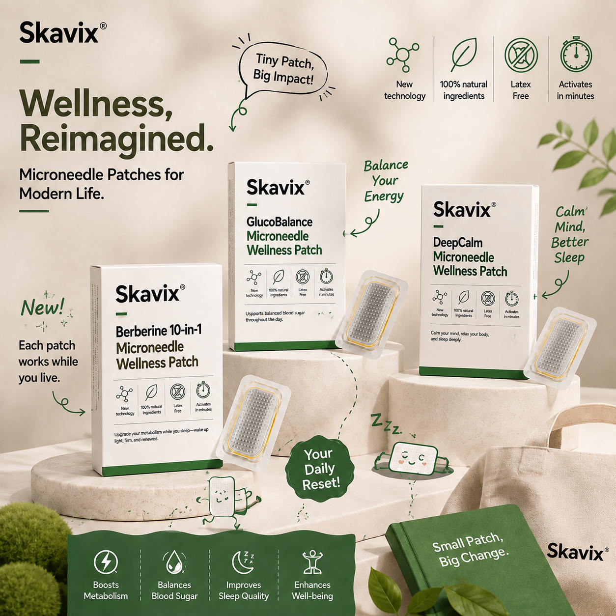 Skavix® Berberine 10-in-1 microneedle wellness patch